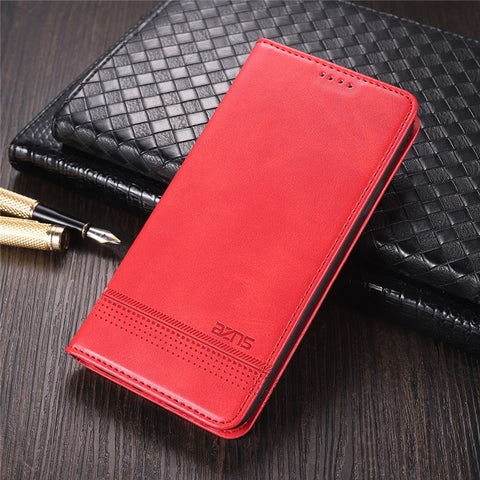 AZNS Wallet Design Auto-absorbed Magnet Well-Protected Leather Stand Mobile Shell Case for Samsung Galaxy F62/M62