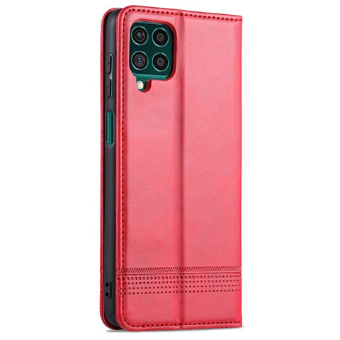 AZNS Wallet Design Auto-absorbed Magnet Well-Protected Leather Stand Mobile Shell Case for Samsung Galaxy F62/M62