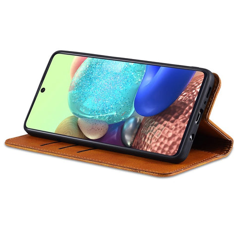 AZNS Wallet Design Auto-absorbed Magnet Well-Protected Leather Stand Mobile Shell Case for Samsung Galaxy F62/M62