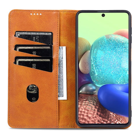 AZNS Wallet Design Auto-absorbed Magnet Well-Protected Leather Stand Mobile Shell Case for Samsung Galaxy F62/M62