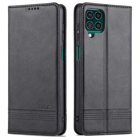 AZNS Wallet Design Auto-absorbed Magnet Well-Protected Leather Stand Mobile Shell Case for Samsung Galaxy F62/M62