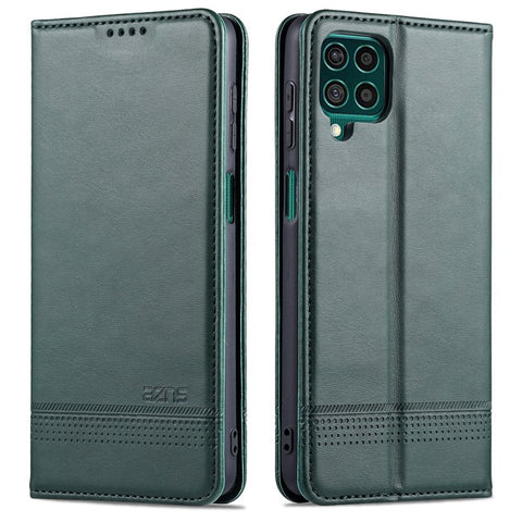 AZNS Wallet Design Auto-absorbed Magnet Well-Protected Leather Stand Mobile Shell Case for Samsung Galaxy F62/M62