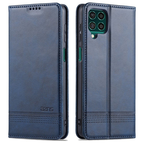 AZNS Wallet Design Auto-absorbed Magnet Well-Protected Leather Stand Mobile Shell Case for Samsung Galaxy F62/M62