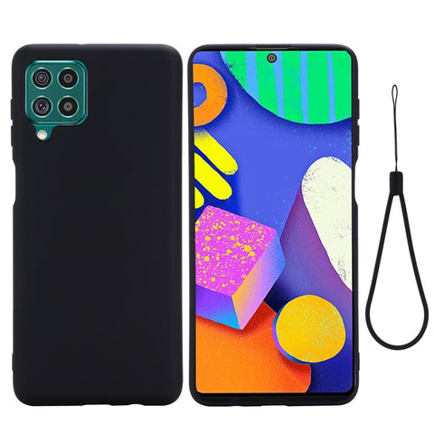 Liquid Silicone Soft Cover Case with Handy Strap for Samsung Galaxy F62/M62