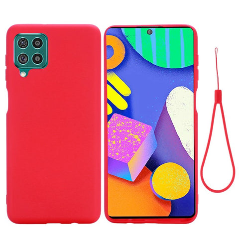 Liquid Silicone Soft Cover Case with Handy Strap for Samsung Galaxy F62/M62