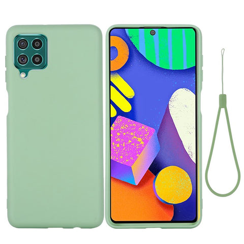 Liquid Silicone Soft Cover Case with Handy Strap for Samsung Galaxy F62/M62