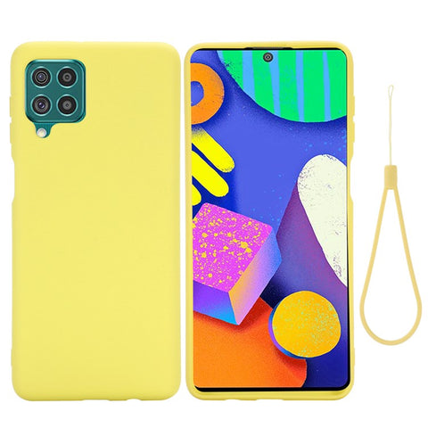 Liquid Silicone Soft Cover Case with Handy Strap for Samsung Galaxy F62/M62
