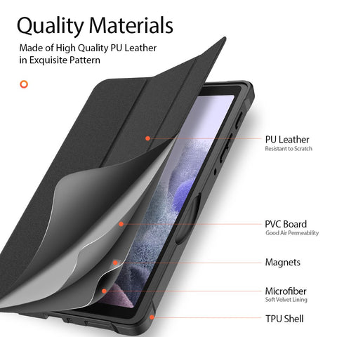 DUX DUCIS Domo Series Tri-fold Stand Leather Tablet Protective Case Shell for Samsung Galaxy Tab A7 Lite 8.7-inch