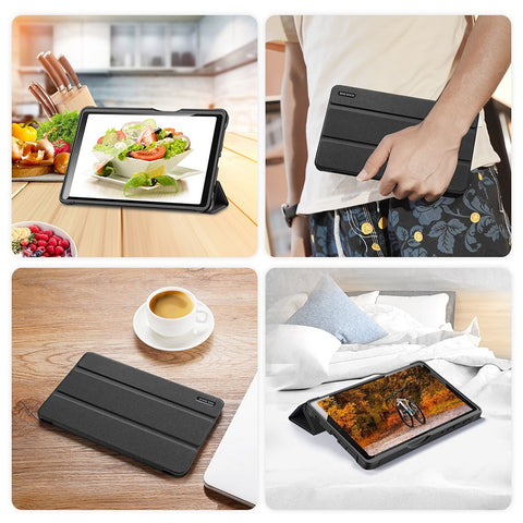 DUX DUCIS Domo Series Tri-fold Stand Leather Tablet Protective Case Shell for Samsung Galaxy Tab A7 Lite 8.7-inch