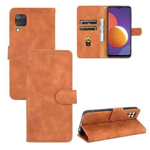 Silky Touch Leather Wallet Phone Cover Stand Case for Samsung Galaxy M12/F12