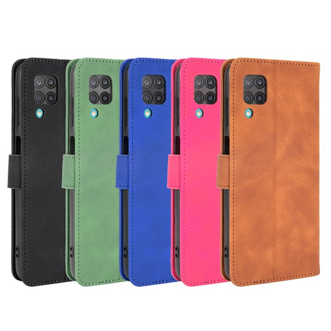 Silky Touch Leather Wallet Phone Cover Stand Case for Samsung Galaxy M12/F12