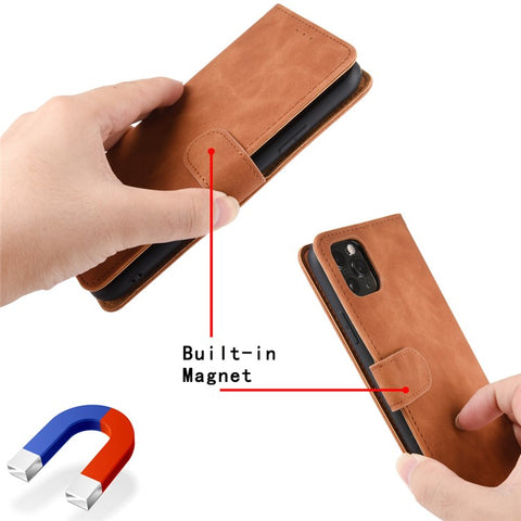 Silky Touch Leather Wallet Phone Cover Stand Case for Samsung Galaxy M12/F12