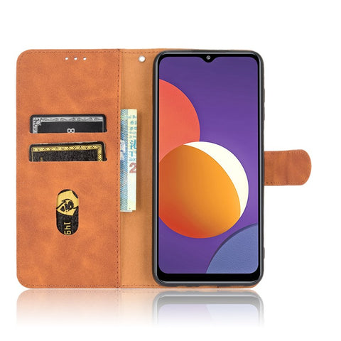 Silky Touch Leather Wallet Phone Cover Stand Case for Samsung Galaxy M12/F12