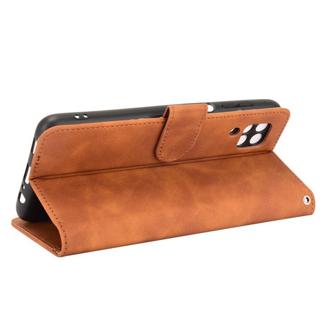 Silky Touch Leather Wallet Phone Cover Stand Case for Samsung Galaxy M12/F12