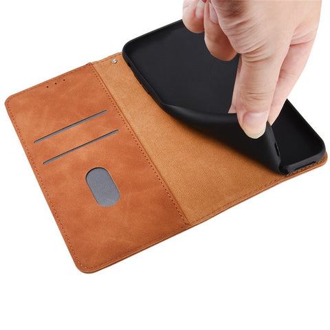 Silky Touch Leather Wallet Phone Cover Stand Case for Samsung Galaxy M12/F12