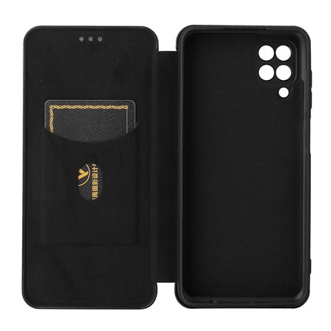 Auto-absorbed Carbon Fiber Texture Card Slot Leather Phone Case for Samsung Galaxy M12/F12