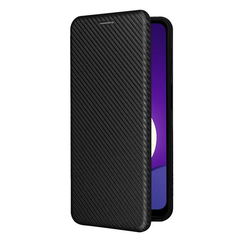 Auto-absorbed Carbon Fiber Texture Card Slot Leather Phone Case for Samsung Galaxy M12/F12