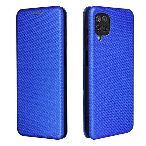 Auto-absorbed Carbon Fiber Texture Card Slot Leather Phone Case for Samsung Galaxy M12/F12