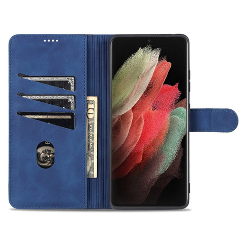 AZNS  Wallet Design PU Leather All-round Protection Phone Stand Cover Case for Samsung Galaxy S21 Ultra 5G
