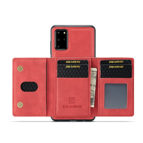 DG.MING M2 Series Anti-drop Magnetic Wallet Design with Kickstand  Leather Coated Hybrid Case for Samsung Galaxy S20 Plus
