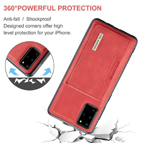DG.MING M2 Series Anti-drop Magnetic Wallet Design with Kickstand  Leather Coated Hybrid Case for Samsung Galaxy S20 Plus