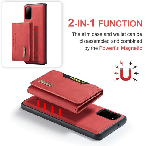 DG.MING M2 Series Anti-drop Magnetic Wallet Design with Kickstand  Leather Coated Hybrid Case for Samsung Galaxy S20 Plus