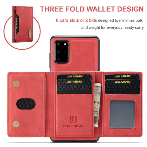 DG.MING M2 Series Anti-drop Magnetic Wallet Design with Kickstand  Leather Coated Hybrid Case for Samsung Galaxy S20 Plus