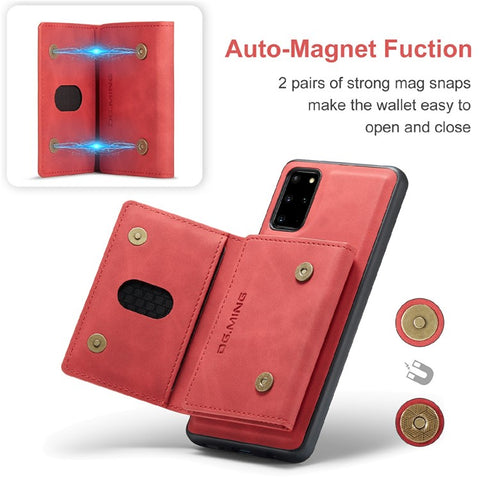 DG.MING M2 Series Anti-drop Magnetic Wallet Design with Kickstand  Leather Coated Hybrid Case for Samsung Galaxy S20 Plus