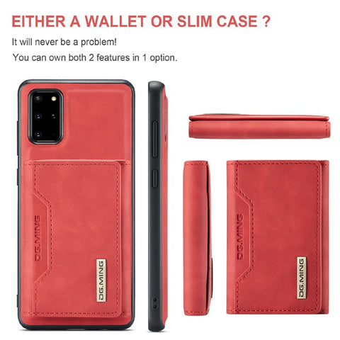 DG.MING M2 Series Anti-drop Magnetic Wallet Design with Kickstand  Leather Coated Hybrid Case for Samsung Galaxy S20 Plus