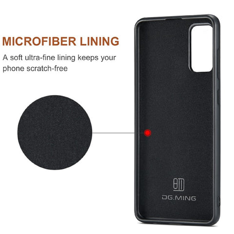 DG.MING M2 Series Anti-drop Magnetic Wallet Design with Kickstand  Leather Coated Hybrid Case for Samsung Galaxy S20 Plus
