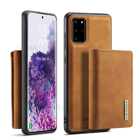 DG.MING M1 Series Phone Case PU + TPU + PC Back Cover with Magnetic Tri-Fold Wallet Kickstand for Samsung Galaxy S20 Plus