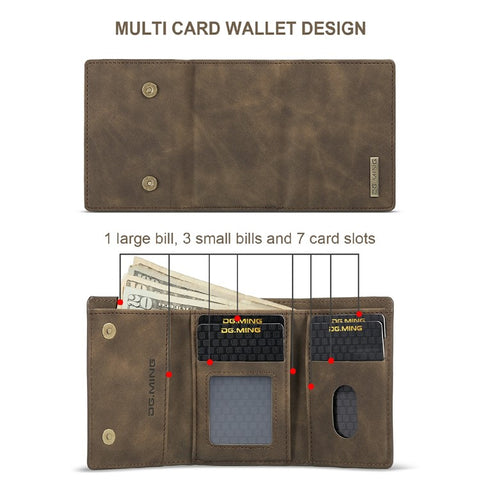 DG.MING M1 Series Phone Case PU + TPU + PC Back Cover with Magnetic Tri-Fold Wallet Kickstand for Samsung Galaxy S20 Plus