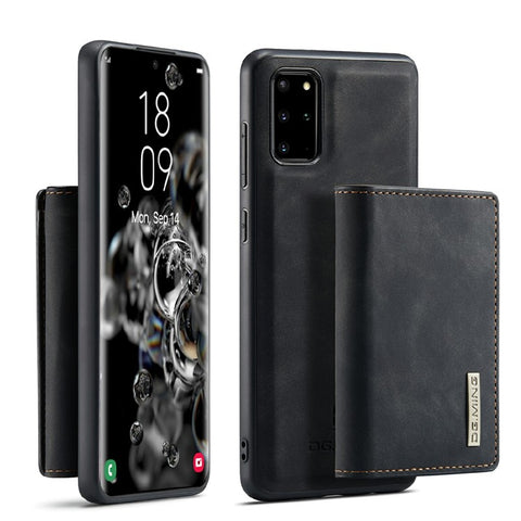 DG.MING M1 Series Phone Case PU + TPU + PC Back Cover with Magnetic Tri-Fold Wallet Kickstand for Samsung Galaxy S20 Plus