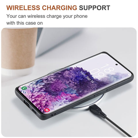 DG.MING M2 Series Tri-Fold Wallet Kickstand Design Magnetic Detachable Wireless Charging Hybrid Case for Samsung Galaxy S20 Ultra