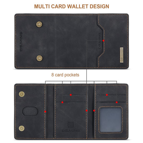 DG.MING M2 Series Tri-Fold Wallet Kickstand Design Magnetic Detachable Wireless Charging Hybrid Case for Samsung Galaxy S20 Ultra