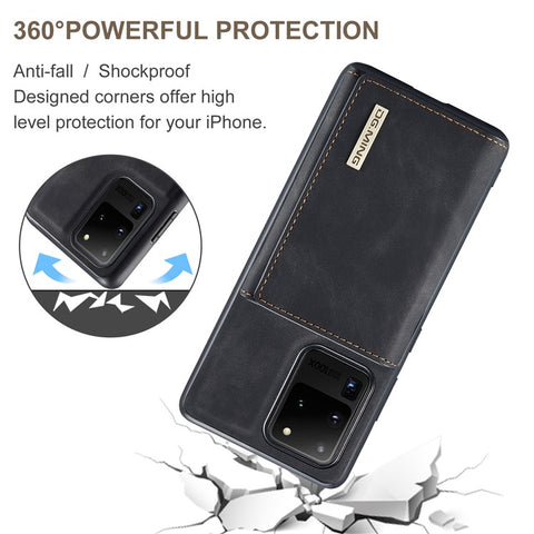 DG.MING M1 Series Phone Case PU + TPU + PC Back Cover with Magnetic Tri-Fold Wallet Kickstand for Samsung Galaxy S20 Ultra