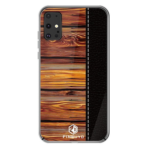 PINWUYO Pin Dun Series Wood Grain Pattern Splicing Protective PC Phone Case Shell for Samsung Galaxy S20 Plus