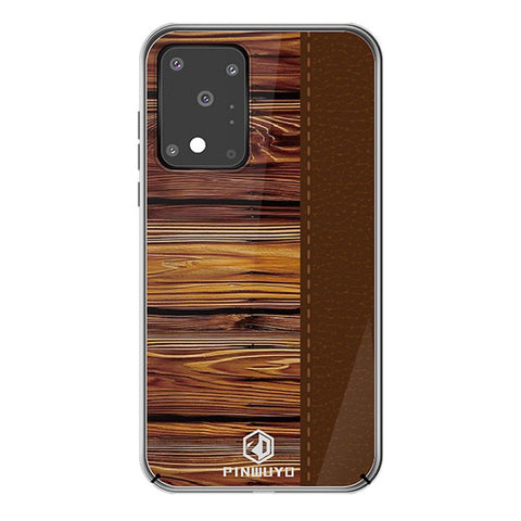 PINWUYO Pin Dun Series Wood Grain Splicing Hard PC Phone Back Case Protector for Samsung Galaxy S20 Ultra