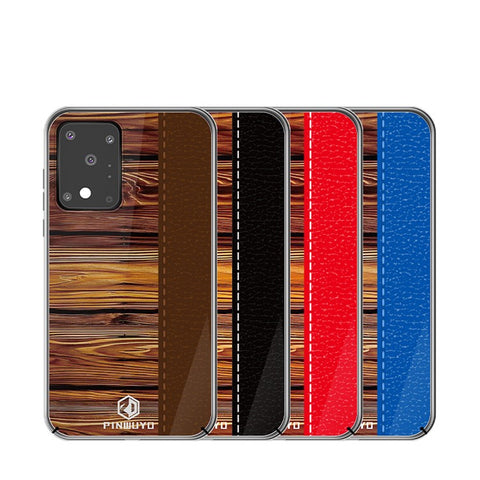 PINWUYO Pin Dun Series Wood Grain Splicing Hard PC Phone Back Case Protector for Samsung Galaxy S20 Ultra