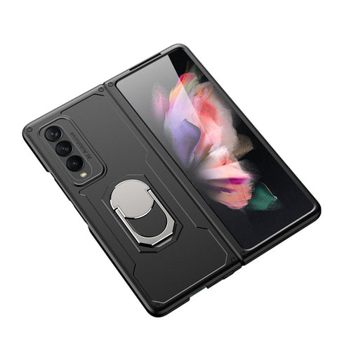 GKK Armour Series Hard PC Phone Case for Samsung Galaxy Z Fold3 5G, Ring Holder Kickstand Folding Cover