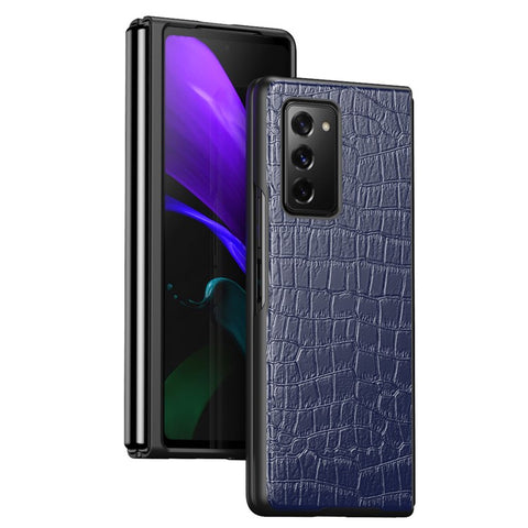 Scratch-Resistant Folded Crocodile Leather Coated Plastic Case for Samsung Galaxy Z Fold2 5G