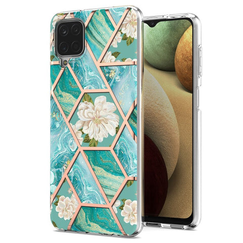 IMD Design Marble Pattern Soft TPU Phone Cover Back Protector Case with Ring Kickstand for Samsung Galaxy A12/M12/F12