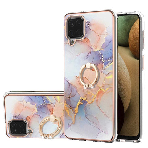 IMD Design Marble Pattern Soft TPU Phone Cover Back Protector Case with Ring Kickstand for Samsung Galaxy A12/M12/F12
