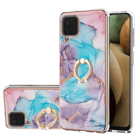 IMD Design Marble Pattern Soft TPU Phone Cover Back Protector Case with Ring Kickstand for Samsung Galaxy A12/M12/F12