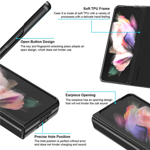 LC.IMEEKE PU Leather Coated Hard PC Phone Case Anti-Drop Back Cover Shell for Samsung Galaxy Z Fold3 5G