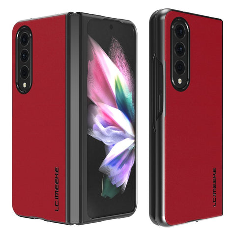 LC.IMEEKE PU Leather Coated Hard PC Phone Case Anti-Drop Back Cover Shell for Samsung Galaxy Z Fold3 5G