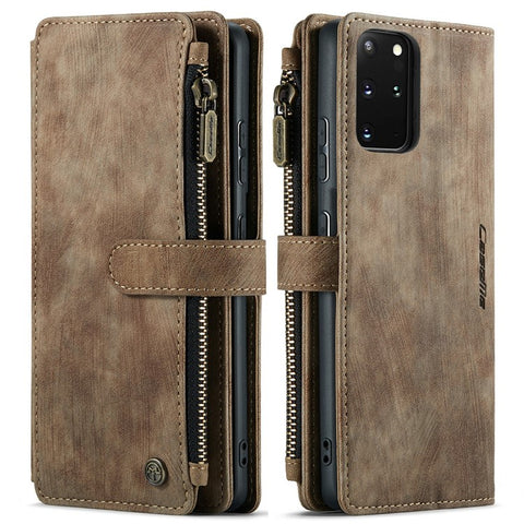 For Samsung Galaxy S20 Plus Phone Cases with Strap CASEME C30 Zipper Multiple Card Holder PU Leather Cover