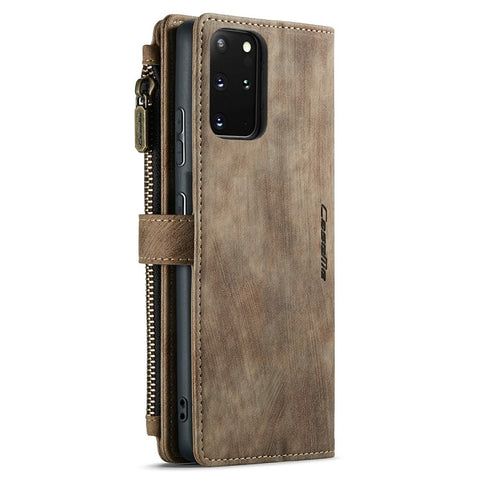 For Samsung Galaxy S20 Plus Phone Cases with Strap CASEME C30 Zipper Multiple Card Holder PU Leather Cover