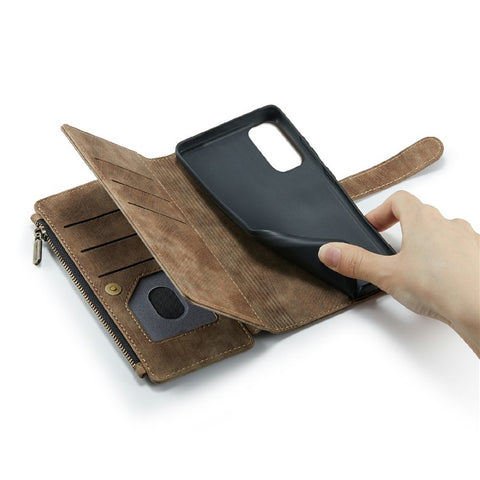 For Samsung Galaxy S20 Plus Phone Cases with Strap CASEME C30 Zipper Multiple Card Holder PU Leather Cover