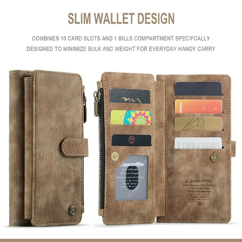 For Samsung Galaxy S20 Plus Phone Cases with Strap CASEME C30 Zipper Multiple Card Holder PU Leather Cover